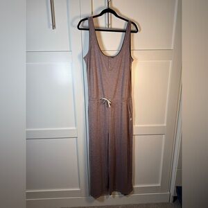 Vuori Heathered Pink Gray Henley jumpsuit